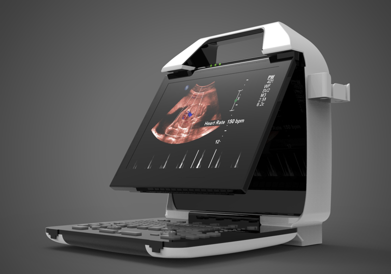 > Figure 1 The screen is pulled forward by 10CM and turned up by 40°. The handle part moves back and the sandwich space between the screen and the screen is enlarged, which improves the uncomfortable handling of the original scheme.