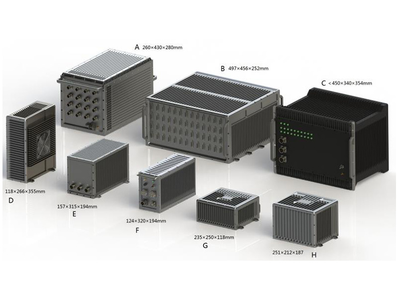 > VPX chassis of different sizes.