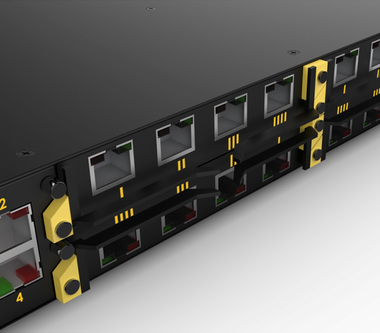 > The panel is yellow as the decorative color, and the small module of the panel is locked by means of a puller.